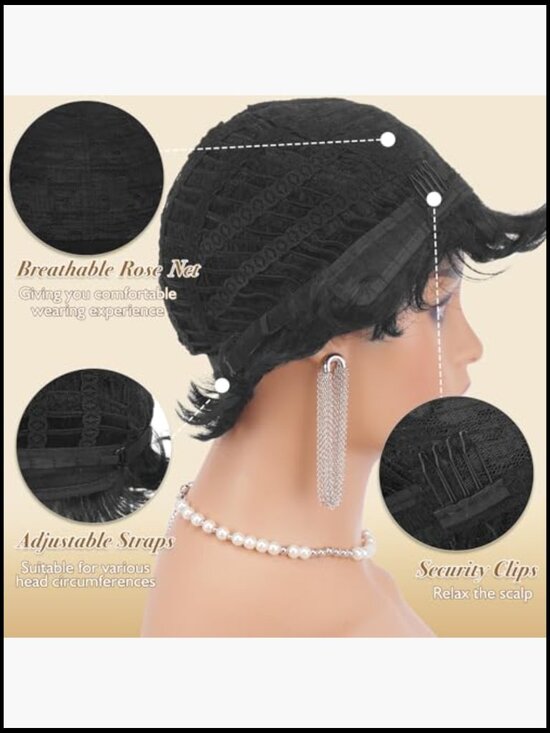 Short Natural Layered Wig Heat Resistant Synthetic Hair Fluffy Curls Daily Wear main image 4